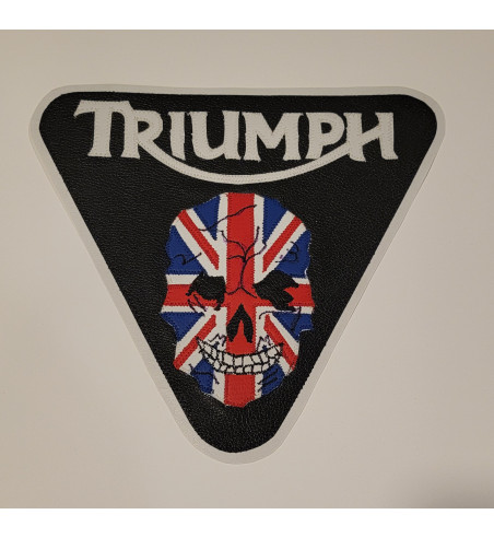 Triumph union jack skull patent plate 10 inch