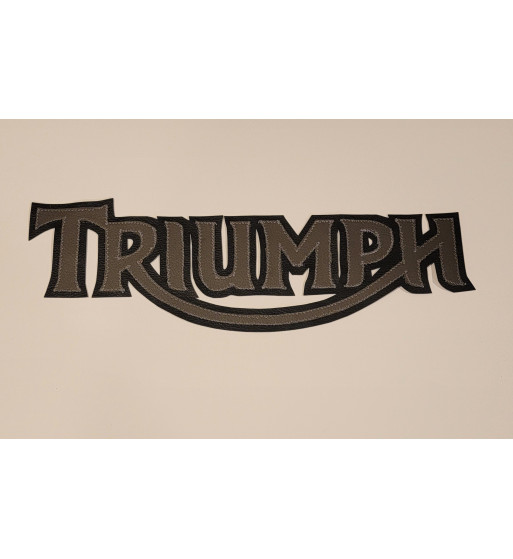 Triumph silver/blk synthetic leather patch 13 inch