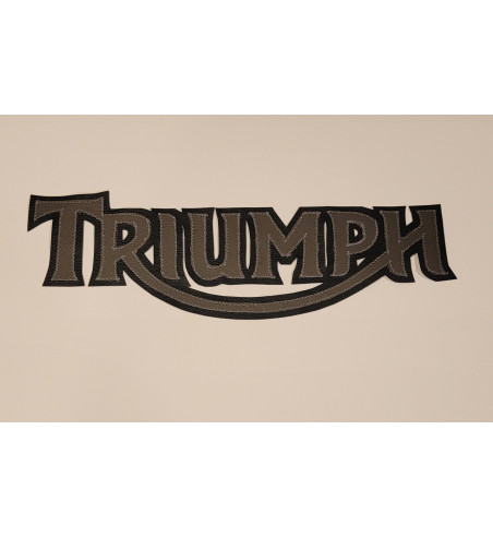 Triumph silver/blk synthetic leather patch 13 inch