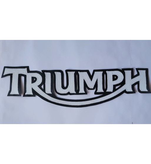 Triumph white/black synthetic leather patch 13 inch
