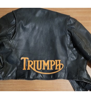 Triumph old logo gold/blk synthetic leather patch 13 inch