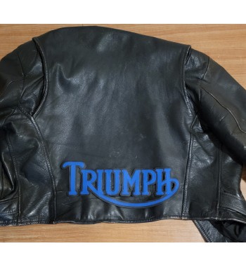 Triumph old logo blue/blk synthetic leather patch 13 inch