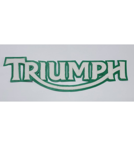Triumph white/green synthetic leather patch 13 inch