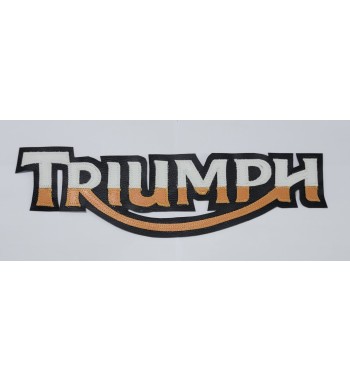 Triumph white/orange/blk synthetic leather patch 13 inch