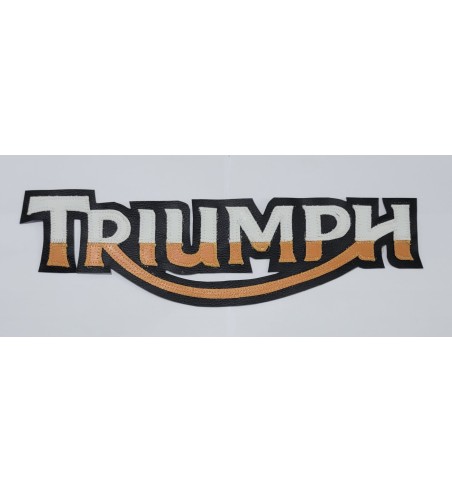 Triumph white/orange/blk synthetic leather patch 13 inch