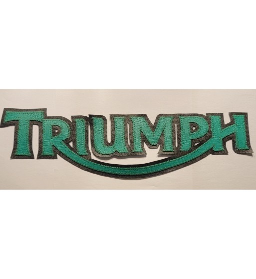 Triumph green/blk synthetic leather patch 13 inch