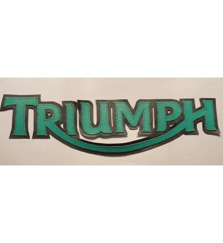 Triumph green/blk synthetic leather patch 13 inch
